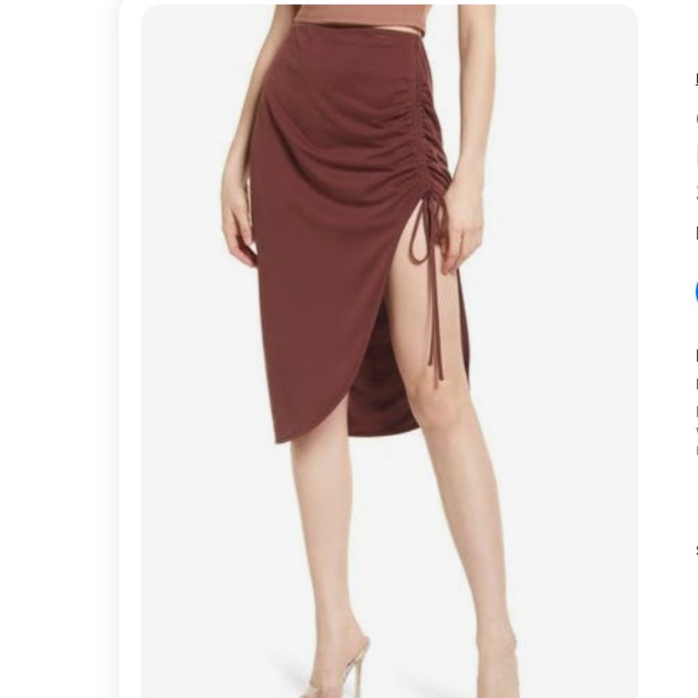 Open Edit Side Ruched Skirt in Brown Chocolate at Nordstrom Sz L
